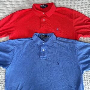 Vintage Polo Ralph Lauren Shirts Mens Medium Lot of 2 Red Blue Preppy Golf Tops